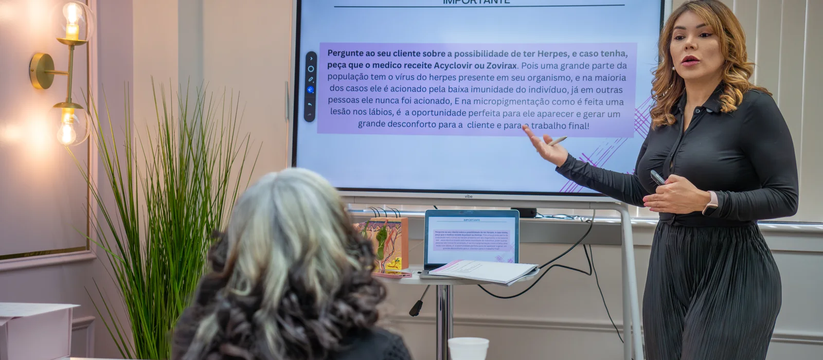Adriana teaching the theory module to a class at the Peabody academy