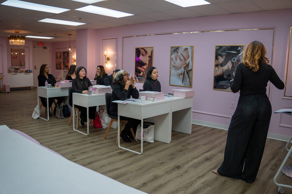In-person PMU class at Adriana's Academy