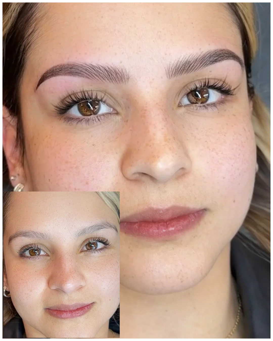 Nano Combo brows before and after at Adriana's Permanent Makeup