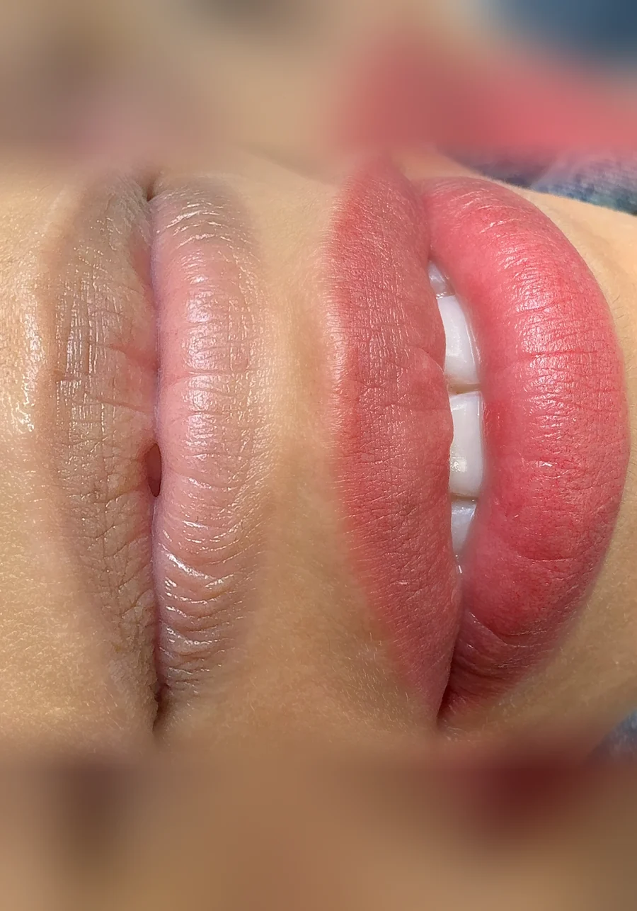 Healed Dark Lip Neutralization result on a client of Adriana's Permanent Makeup