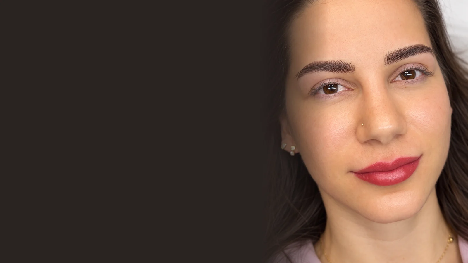 Lip Blush result on a client, with balanced colour and a defined lip border