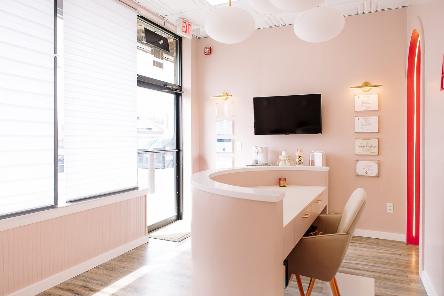 Consultation and waiting area of the Salem, NH permanent makeup studio