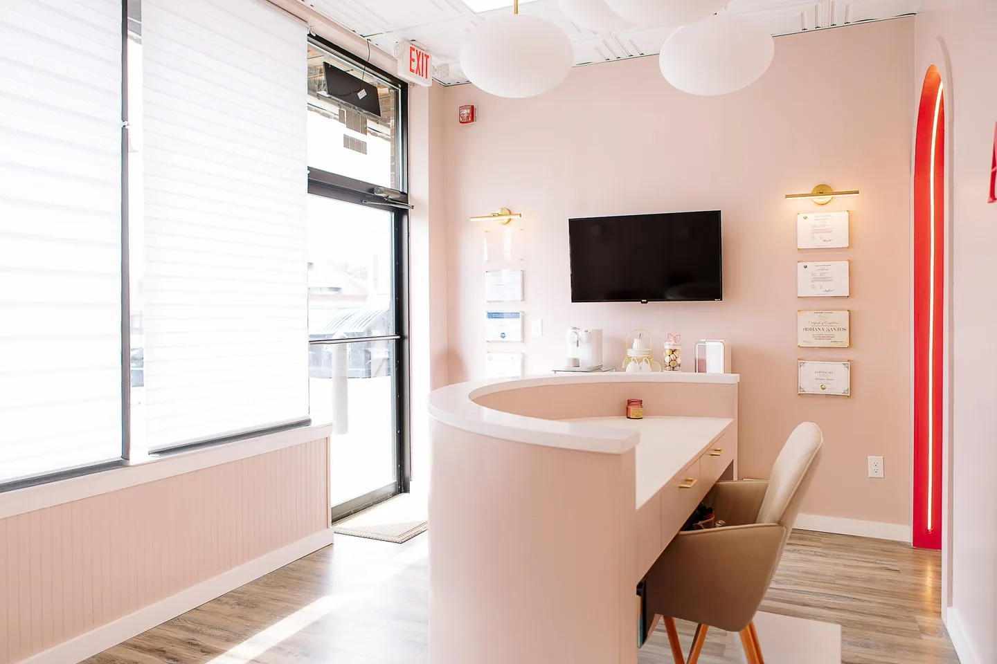 Consultation and waiting area of the Salem, NH permanent makeup studio